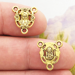 Blessed Virgin Mary Rosary Center in Gold Pewter