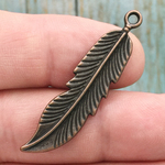 Copper Feather Charms for Jewelry Making in Pewter