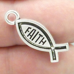 Faith Ichthus Charms Wholesale in Silver Pewter