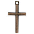 Simple Copper Cross Charm Pendant in Pewter Small