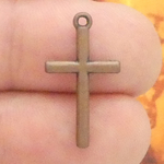 Simple Copper Cross Charm Pendant in Pewter Small