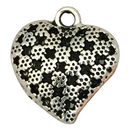 Silver Puffed Heart Pendant in Pewter 