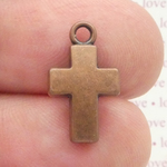 Plain Copper Cross Charms Wholesale in Pewter