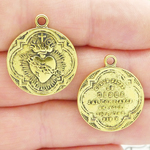 Gold Sacred Heart Charms Wholesale in Pewter