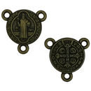 Bronze St Benedict Rosary Center in Pewter Small
