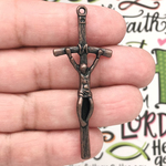 Papal Crucifix Cross Necklace in Copper Pewter
