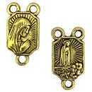 Our Lady of Fatima Rosary Center Medal in Gold Pewter