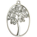 Oval Silver Tree of Life Charm Pendant in Pewter