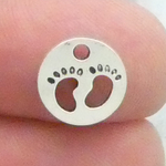 Tiny Baby Feet Charm Silver Pewter Footprint Pendant