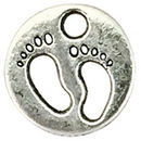 Tiny Baby Feet Charm Silver Pewter Footprint Pendant