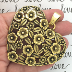 Flower Heart Pendants Wholesale Gold Pewter