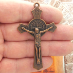  St Benedict Crucifix Pendant Copper Pewter