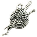 Knitting Yarn Charm in Silver Pewter 