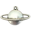 Saturn Charm Planet Pendant in Silver Pewter 