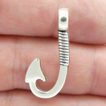 Silver Fish Hook Charm in Pewter