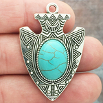 Turquoise Arrowhead Pendants Wholesale in Antique Silver