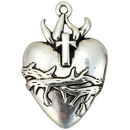 Silver Sacred Heart Charm in Pewter