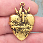Gold Sacred Heart Pendants Bulk in Pewter
