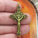 Crucifix Cross Pendant Gold Pewter