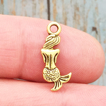 Gold Mermaid Charm Pewter Tiny