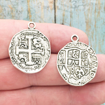 Spanish Coin Pendant Silver Pewter