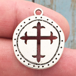 Fleur de Lis Cross Charm Silver Pewter