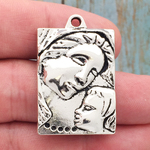 Mary and Jesus Pendant Silver Pewter