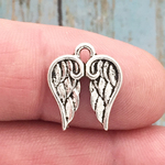 Spread Angel Wings Charm Silver Pewter