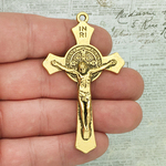 St Benedict Crucifix Pendants Wholesale Gold Pewter