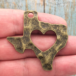I LoveTexas State Charm Bronze Pewter 