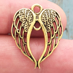 Spread Angel Wings Charm Gold Pewter