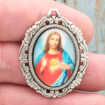 Sacred Heart of Jesus Pendants Wholesale in Silver Pewter 