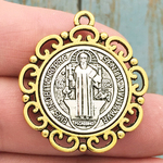 St Benedict Medal Silver Gold Pewter