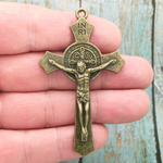  St Benedict Crucifix Pendant Bronze Pewter