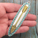 Gold Arrow Pendant Silver Pewter Turquoise Accents
