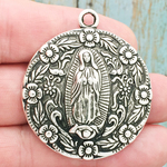 Our Lady of Guadalupe Charm Silver Pewter Large