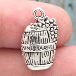 Wine Barrel Charm Silver Pewter