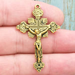 Gold Crucifix Cross Charm Pewter
