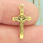 St Benedict Crucifix Cross Gold Pewter Small