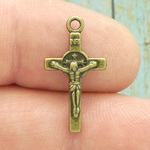 St Benedict Crucifix Cross Bronze Pewter Small