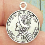 Spanish Coin Pendant Silver Pewter