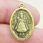 Infant of Prague Charm in Gold Pewter