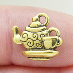 Gold Teapot Charm in Pewter
