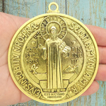 St Benedict Medal Door Ornament Gold Pewter Extra Large
