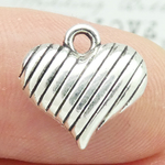 Silver Puffed Heart Charm in Pewter Small