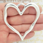 Open Heart Pendant in Silver Pewter Large