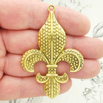 Gold Fleur De Lis Pendant in Pewter with Beaded Accents