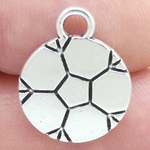 Flat Soccer Ball Charm in Antique Silver Pewter