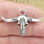 Cow Skull Pendant Wholesale in Silver Pewter 