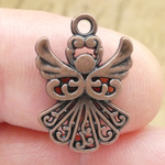 Filigree Angel Charm in Copper Pewter Small